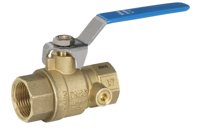 BRASS BALL VALVE THREADED 2 PARTS WITH DRAIN PORT • DIN PN 16